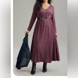 Bloomchic Elegant Burgundy Knit Dress